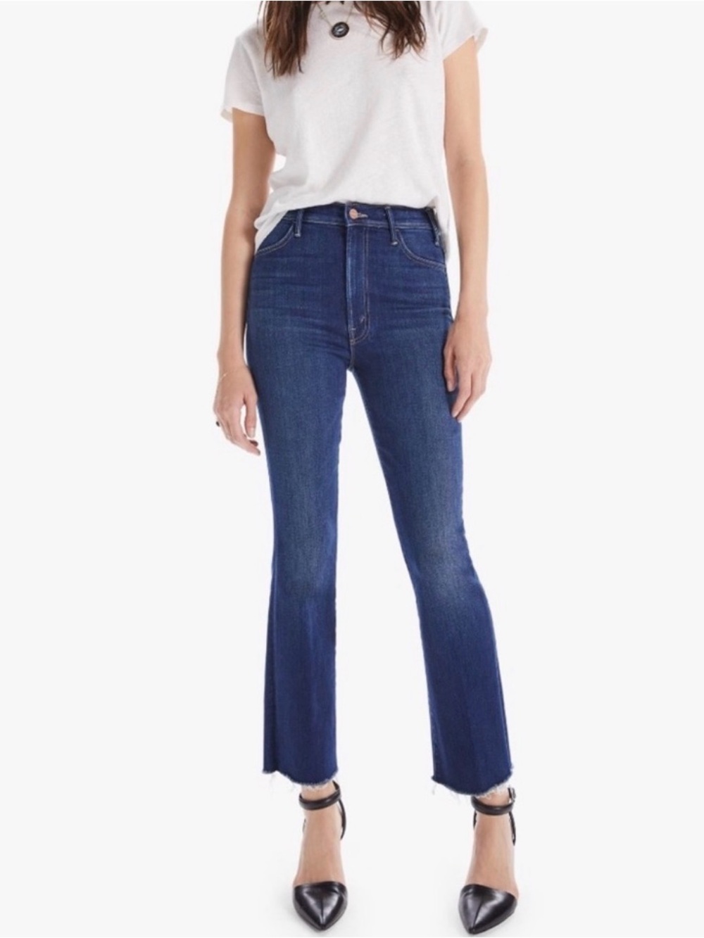 MOTHER Dark Blue High-Rise Flare Jeans